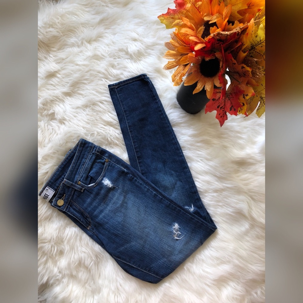 WOMENS PAIGE DISTRESSED SKINNY JEANS